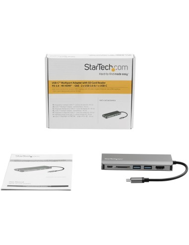 StarTech.com Adattatore USB C multiporta - USB-C a 4K HDMI, 3x USB 3.0 Hub, SD SDHC, GbE, 60W PD - Mini dock portatile -