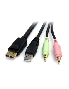 StarTech.com Cavo switch KVM DisplayPort USB 4 in 1 con audio e microfono 1,8 m 2