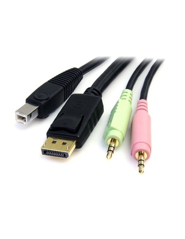 StarTech.com Cavo switch KVM DisplayPort USB 4 in 1 con audio e microfono 1,8 m