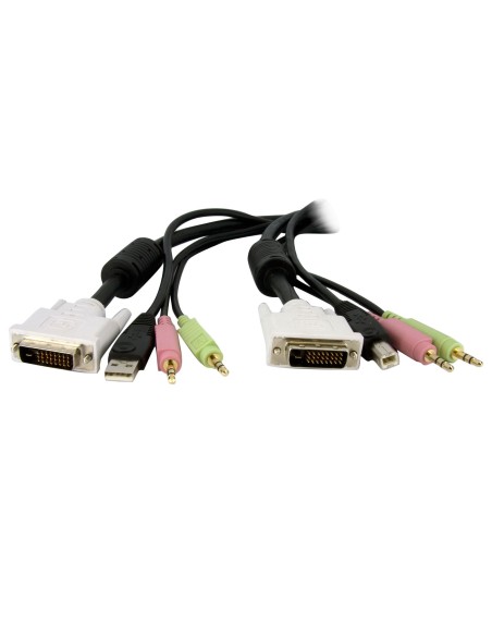 StarTech.com Cavo switch KVM DVI-D Dual Link USB 4 in 1 con audio e microfono 1,8 m