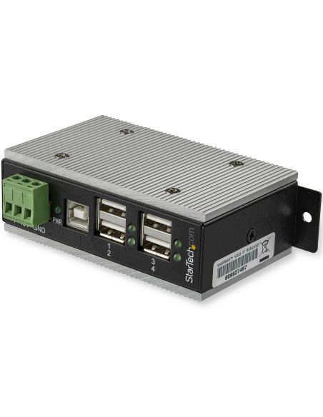 StarTech.com Hub USB 2.0 a 4 porte - Hub USB-A industriale in metallo (4x USB-A) con protezione ESD e da sovratensioni - Temp.