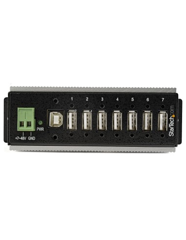 StarTech.com Hub USB 2.0 a 7 porte - Hub USB-A industriale in metallo (7x USB-A) con protezione ESD & Surge Protection -