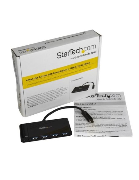 StarTech.com HB30C4AFPD hub di interfaccia USB 3.2 Gen 1 (3.1 Gen 1) Type-C 5000 Mbit s Nero
