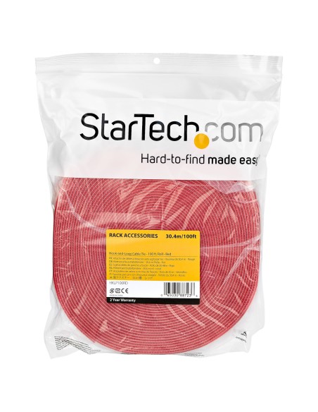 StarTech.com Rotolo di nastro con chiusura a strappo da 30,4 m - Rosso