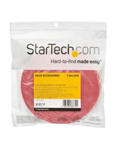 StarTech.com Rotolo di nastro con chiusura a strappo da 7,6 m - Rosso