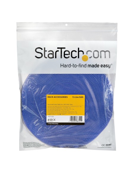 StarTech.com Rotolo di nastro con chiusura a strappo da 15,2 m - Blu