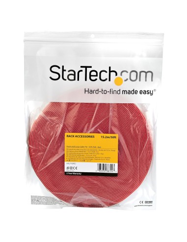 StarTech.com Rotolo di nastro con chiusura a strappo da 15,2 m - Rosso