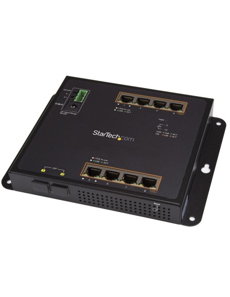 StarTech.com Switch Ethernet Gigabit a 8 porte PoE+ con 2 connessioni SFP - Gestito - Montabile a Parete con accesso frontale