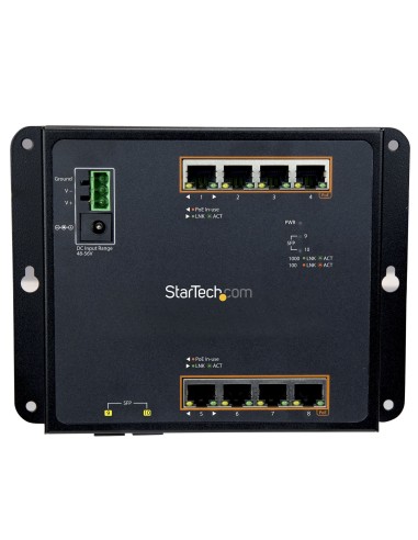 StarTech.com Switch Ethernet Gigabit a 8 porte PoE+ con 2 connessioni SFP - Gestito - Montabile a Parete con accesso frontale