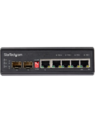 StarTech.com Switch rete LAN industriale a 6 porte - 4 porte PoE RJ45 + 2 slot SFP 30W - 10 100 1000Mbps Power over Ethernet -