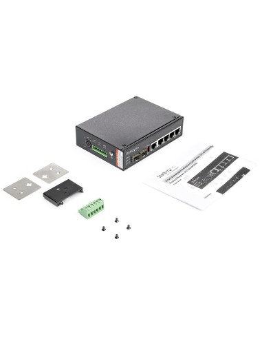 StarTech.com Switch rete LAN industriale a 6 porte - 4 porte PoE RJ45 + 2 slot SFP 30W - 10 100 1000Mbps Power over Ethernet -