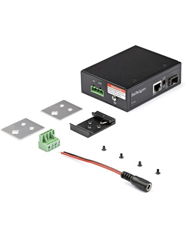 StarTech.com Media Converter fibra ottica a Ethernet - Convertitore industriale da fibra a rame - 1Gbps SFP a RJ45 Cat6 - IP-30