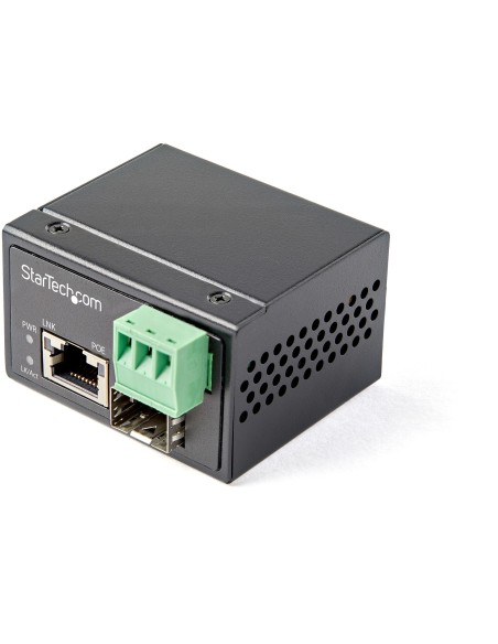 StarTech.com Media converter fibra a Ethernet 30W - Convertitore gigabit fibra ottica rame per uso industriale - PoE+ Media
