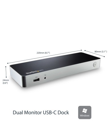 StarTech.com Docking Station USB-C per Doppio Monitor con Power Delivery 60W per Notebook Windows - Dock USB-Type C a HDMI DVI