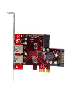 StarTech.com Scheda Espansione PCI Express USB 3.0 a 4 porte - 2 interne, 2 esterne - Adattatore PCIe alimentato SATA 2