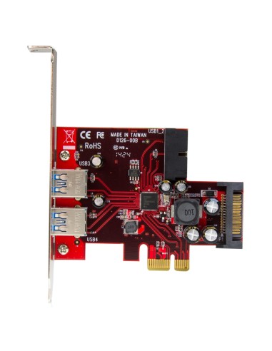StarTech.com Scheda Espansione PCI Express USB 3.0 a 4 porte - 2 interne, 2 esterne - Adattatore PCIe alimentato SATA