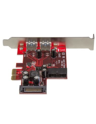 StarTech.com Scheda Espansione PCI Express USB 3.0 a 4 porte - 2 interne, 2 esterne - Adattatore PCIe alimentato SATA