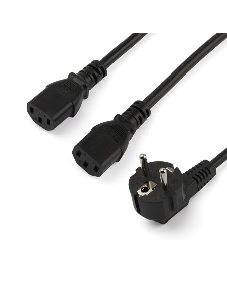 StarTech.com Cavo di Alimentazione per Computer a Y da 2m Cavo Elettrico Splitter AC di Ricambio per PC Monitor da Schuko a 2x