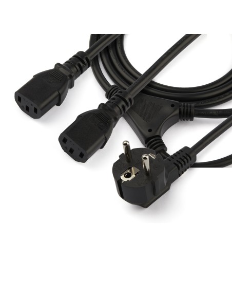 StarTech.com Cavo di Alimentazione per Computer a Y da 2m Cavo Elettrico Splitter AC di Ricambio per PC Monitor da Schuko a 2x
