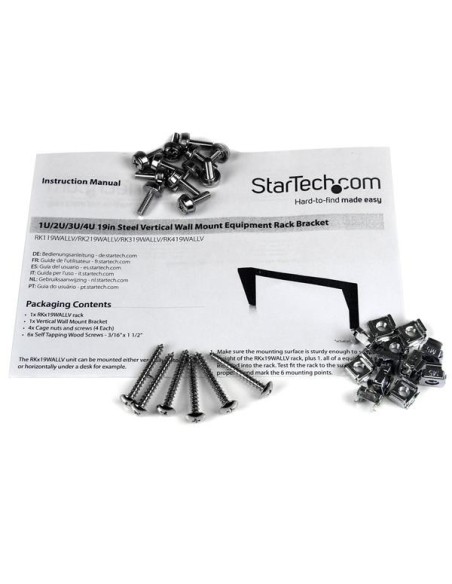 StarTech.com Staffa rack in acciaio 3U per montaggio attrezzature su parete verticale da 48 cm ca.