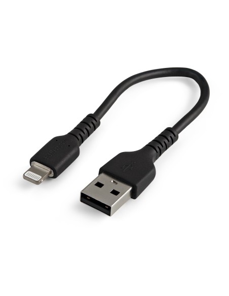 StarTech.com Cavo da USB-A a Lightning da 15cm nero - Robusto e resistente cavo di alimentazione sincronizzazione in fibra