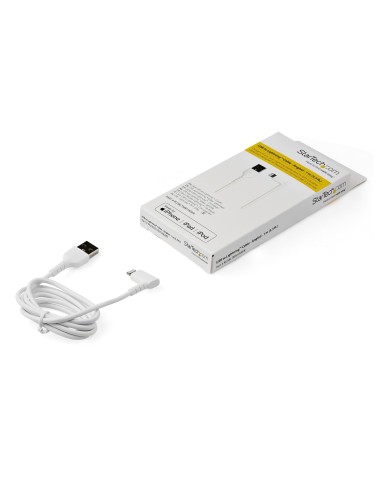 StarTech.com Cavo da USB-A a Lightening da 1m durevole - bianco ad angolo retto a 90° in fribra aramidica - Robusto e