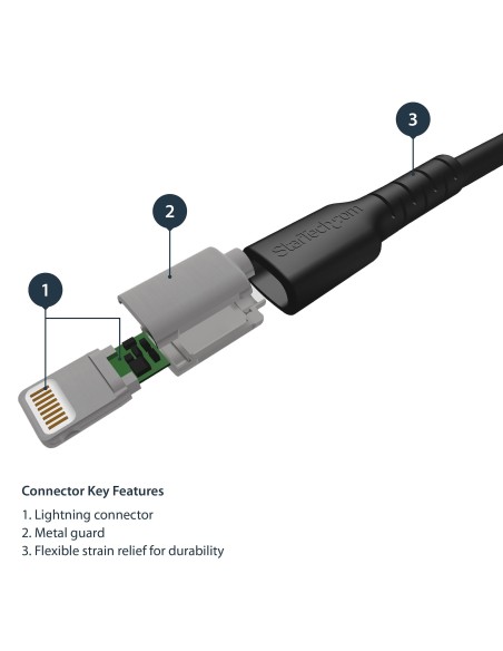 StarTech.com Cavo da USB-A a Lightening da 2m di colore nero - Robusto e resistente cavo di alimentazione sincornizzazione in