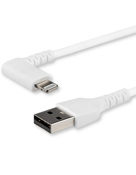 StarTech.com Cavo da USB-A a Lightening da 2m durevole - bianco ad angolo retto a 90 in fibra aramidica - Robusto e resistente