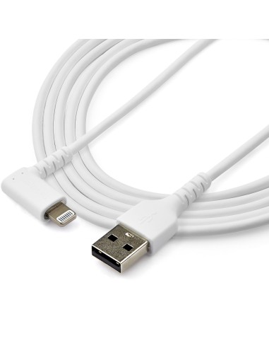 StarTech.com Cavo da USB-A a Lightening da 2m durevole - bianco ad angolo retto a 90 in fibra aramidica - Robusto e resistente