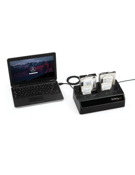 StarTech.com Base de Acoplamiento USB 3.0 con 4 Bahías SATA 6Gbps de 2.5 y 3.5 Pulgadas - Docking Station para HDD SSD