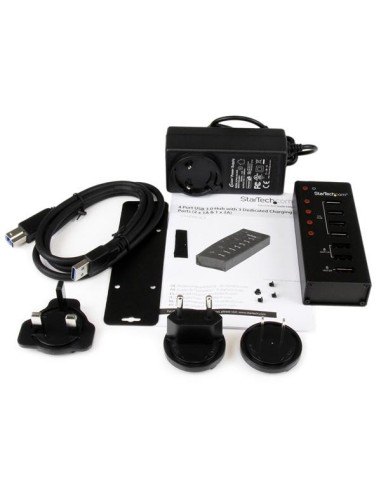 StarTech.com Hub USB 3.0 alimentato a 4 porte con 3 porte di ricarica USB dedicate (2 x 1A e 1 x 2A) - Box esterno in metallo