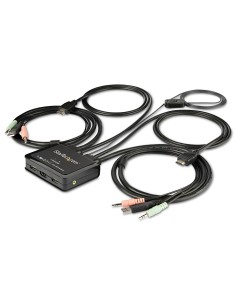 StarTech.com Switch KVM HDMI a 2 porte 4K 60Hz - Switch KVM compatto a doppia porta UHD Ultra HD USB con cavi da 4 piedi