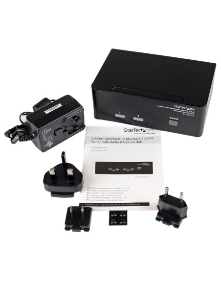StarTech.com Switch KVM doppio monitor VGA DVI 2 porte USB con audio e hub USB 2.0