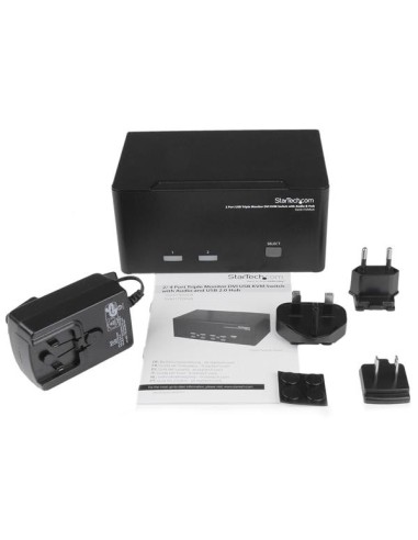 StarTech.com Switch KVM DVI USB per monitor triplo a 2 porte con audio e hub USB 2.0