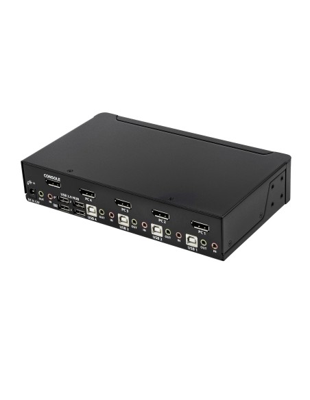 StarTech.com Switch KVM DisplayPort a 4 porte - 4K 60Hz - Schermo singolo - Switch KVM USB UHD DP 1.2 a doppia porta - Hub USB