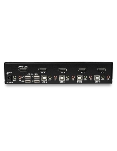 StarTech.com Switch KVM DisplayPort a 4 porte - 4K 60Hz - Schermo singolo - Switch KVM USB UHD DP 1.2 a doppia porta - Hub USB