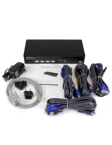 StarTech.com Switch KVM VGA USB a 4 porte con tecnologia di commutazione rapida DDM e cavi