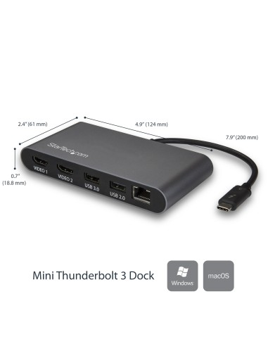 StarTech.com Mini Docking Station Thunderbolt 3 per Portatili - Doppio HDMI - 4k 60Hz - Fuori produzione, Sostituito da
