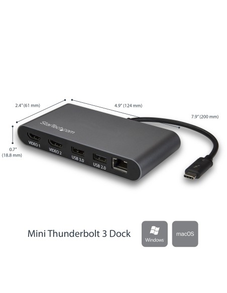 StarTech.com Mini Docking Station Thunderbolt 3 per Portatili - Doppio HDMI - 4k 60Hz - Fuori produzione, Sostituito da