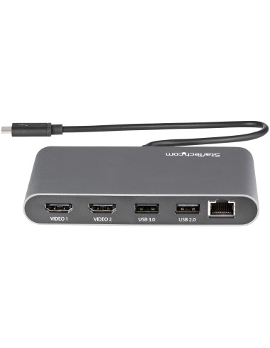 StarTech.com Thunderbolt 3 Mini Dock - TB3 Docking Station per 2 monitor HDMI 4K 60Hz - 2x USB-A (3.2 2.0) e GbE - Cavo da 28
