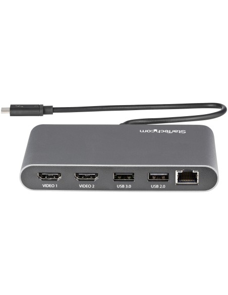 StarTech.com Thunderbolt 3 Mini Dock - TB3 Docking Station per 2 monitor HDMI 4K 60Hz - 2x USB-A (3.2 2.0) e GbE - Cavo da 28