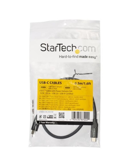 StarTech.com USB2C5C50CM cavo USB 0,5 m USB 2.0 USB C Nero