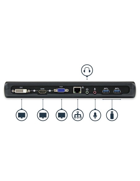 StarTech.com Docking station Universale USB3.0 per laptop VGA DVI HDMI - Dual-Monitor con Ethernet audio