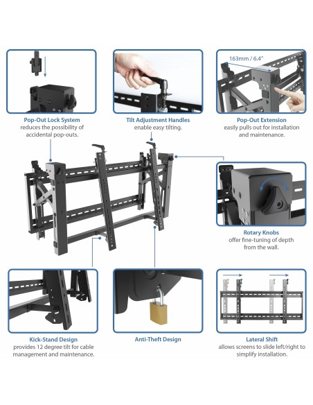 StarTech.com Supporto Antifurto da Parete per Schermi da 45" a 70" in Acciaio resistente