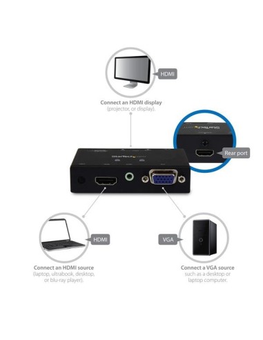 StarTech.com Switch Commutatore 2x1 HDMI + VGA a HDMI - Switch Convertitore HDMI   VGA a HDMI con commutazione prioritaria -