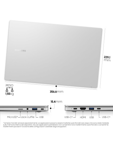 Samsung Galaxy Book , 15.6”, Windows 11 ready, Intel Core i7, 16 GB RAM, 512 GB SSD, Mystic Silver