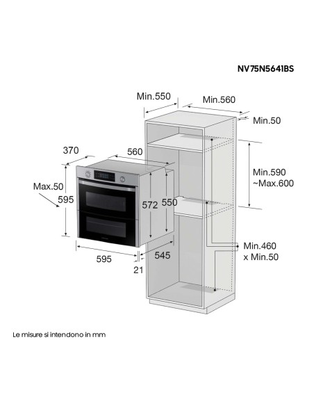 Samsung NV75N5641BS 75 L A+ Acciaio inossidabile