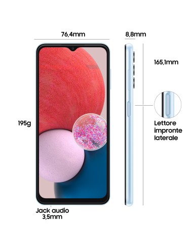 Samsung Galaxy A13 Display 6.6" FHD+ TFT LCD, Doppia SIM Android 12, RAM 3 GB, 32 GB, 5.000 mAh, Light Blue