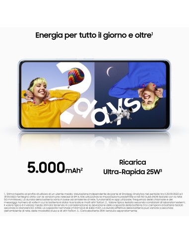 Samsung Galaxy A53 5G Display 6.5” FHD+ Super AMOLED Doppia SIM Android 12, RAM 6 GB, 128 GB, 5.000 mAh, Awesome White