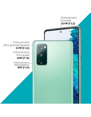 Samsung Galaxy S20 FE 4G, Processore Snapdragon 865, Display 6.5" Super AMOLED, 3 fotocamere posteriori, 128 GB Espandibili,